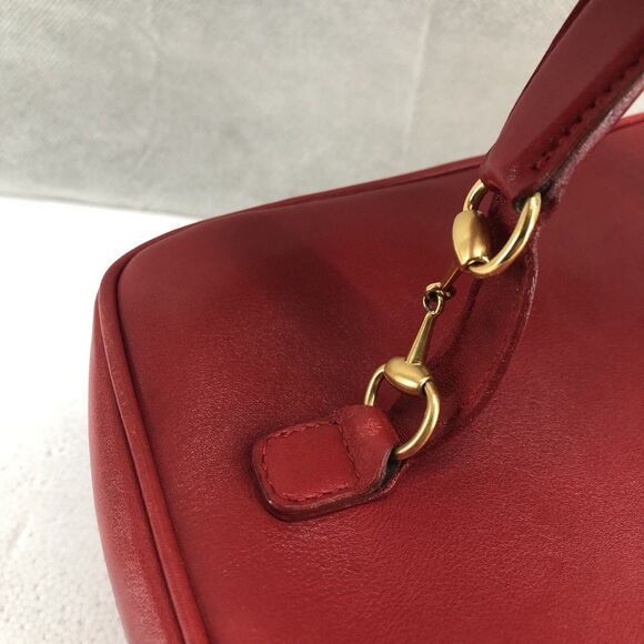 GUCCI Horsebit Vanity Bag Pouch Makeup Box Leather Red - Picture 4 of 13